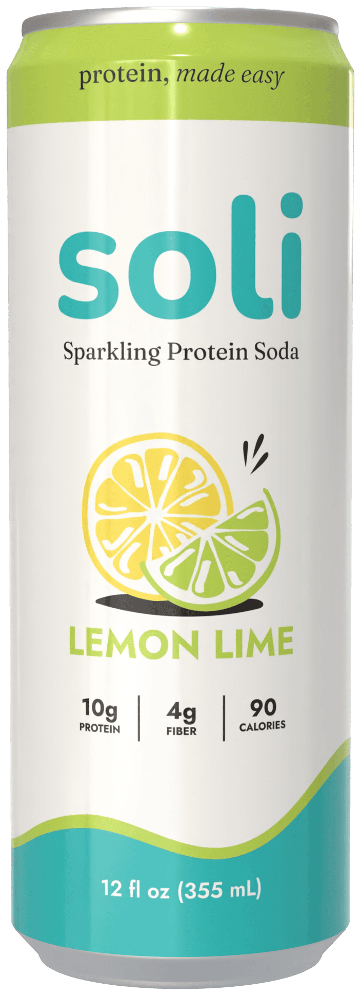 soli lemon lime sparkling protein soda can
